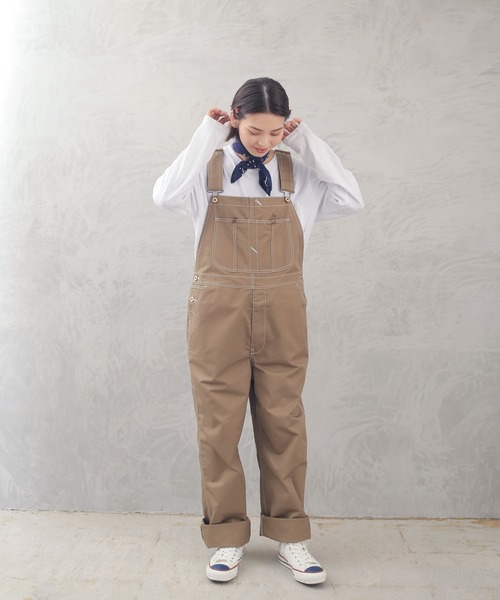 「UNIVERSAL OVERALL」 オーバーオール L ベージュ メンズ_画像6