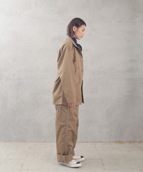 「UNIVERSAL OVERALL」 オーバーオール L ベージュ メンズ_画像7