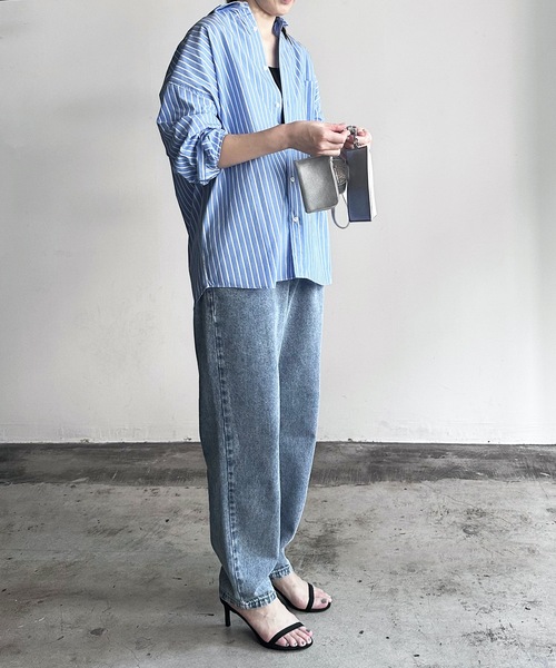 「COMMON WARE」 「HALHAM」長袖シャツ X-LARGE サックスブルー レディース_画像2