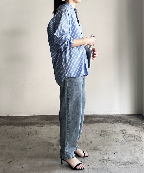 「COMMON WARE」 「HALHAM」長袖シャツ X-LARGE サックスブルー レディース_画像3