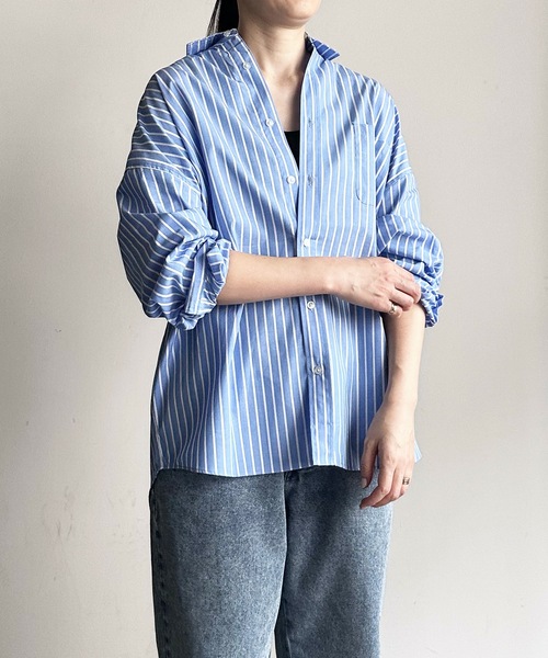 「COMMON WARE」 「HALHAM」長袖シャツ X-LARGE サックスブルー レディース_画像6