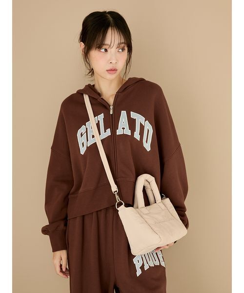GELATO PIQUE ブラウンショルダーバッグ gelato pique（ジェラートピケ） ショルダーバッグ バッグ ロゴ