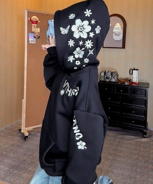 SHEENA（シーナ） パーカー フード刺繍ロゴオーバーサイズパーカー