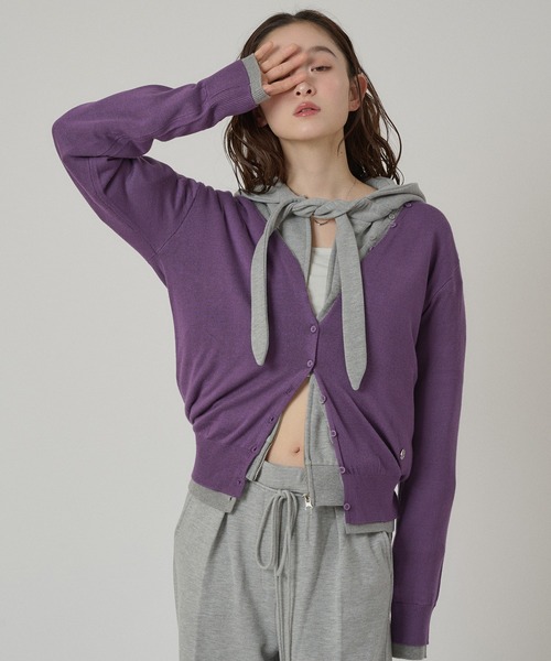 MUHET（ミュエータ） カーディガン layered-look v-neck cardigan 