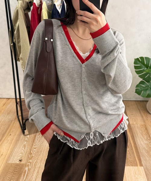 MUHET（ミュエータ） カーディガン layered-look v-neck cardigan