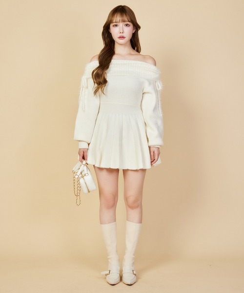 「one after another NICE CLAUP」 ニットワンピース SMALL チャコールグレー レディース_画像8