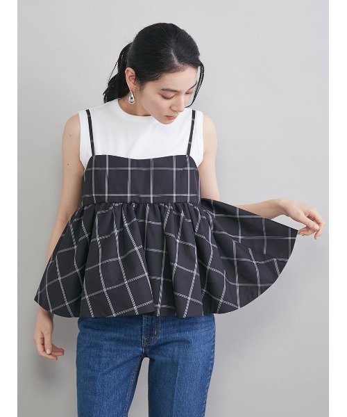 キャミソール チェックペプラムキャミ×タンクＳＥＴの画像
