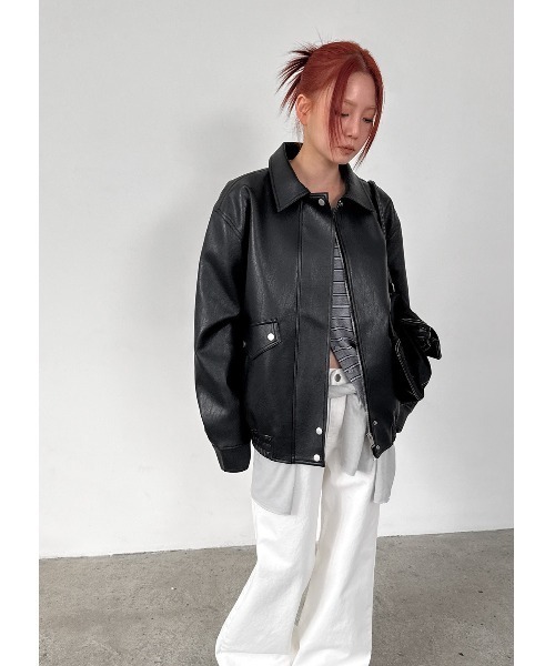 【極美品】ザラ　フェイクレザー　ブルゾン　ジャケット　ブラック　ジップアップ 送関込み☆ZARA/ザラ☆中綿入 ボア襟xフェイクレザージャケット (ZARA