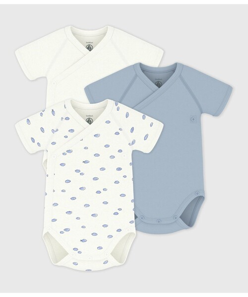 PETIT BATEAU（プチバトー） ベビー肌着 プリント半袖あわせボディ3枚