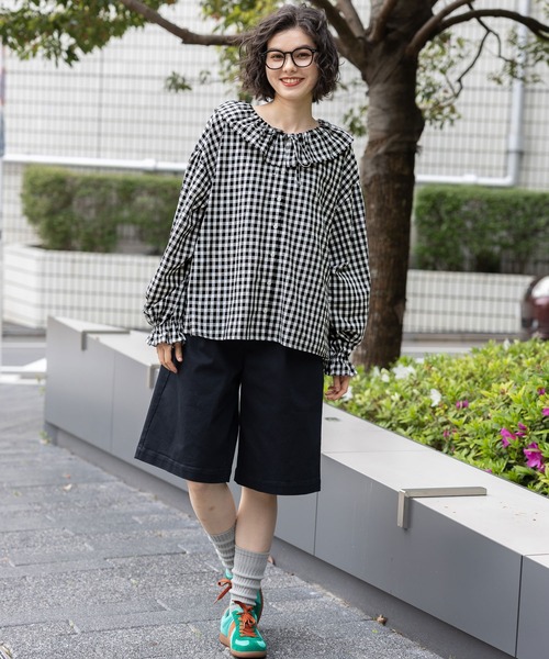 極美品 25SS アラクリティー コロニー a+koloni コットンリネン フリルスリーブチュニック F＼ブラック ワイド ブラウス【2400014711592】 極美品 25SS アラクリティー コロニー a+koloni コットンリネン フリル