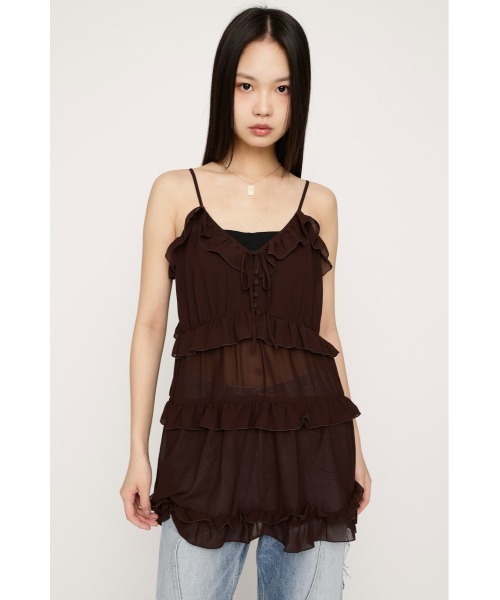 SLY（スライ） キャミソール SHEER FRILL CAMI TUNIC シアーフリル