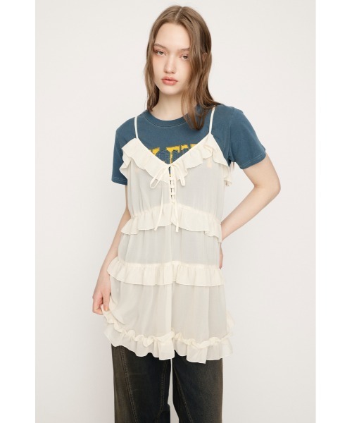 Bibiy FLEUR SHEER TOP シアートップスフリルキャミソール Bibiy FLEUR SHEER TOP シアートップス の通販 by プロフィールの一読
