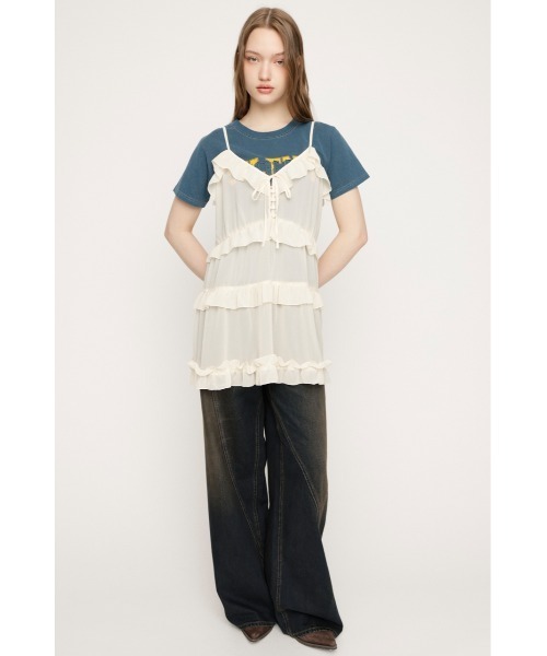 SLY（スライ） キャミソール SHEER FRILL CAMI TUNIC シアーフリル