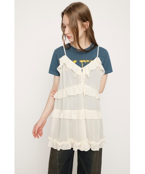 SLY（スライ） キャミソール SHEER FRILL CAMI TUNIC シアーフリル