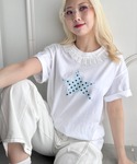 tシャツ 半袖 スタープリントレース半袖Tシャ...の詳細画像4