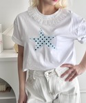 tシャツ 半袖 スタープリントレース半袖Tシャ...の詳細画像1