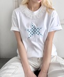 tシャツ 半袖 スタープリントレース半袖Tシャ...の詳細画像3