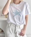 tシャツ 半袖 スタープリントレース半袖Tシャ...の詳細画像2