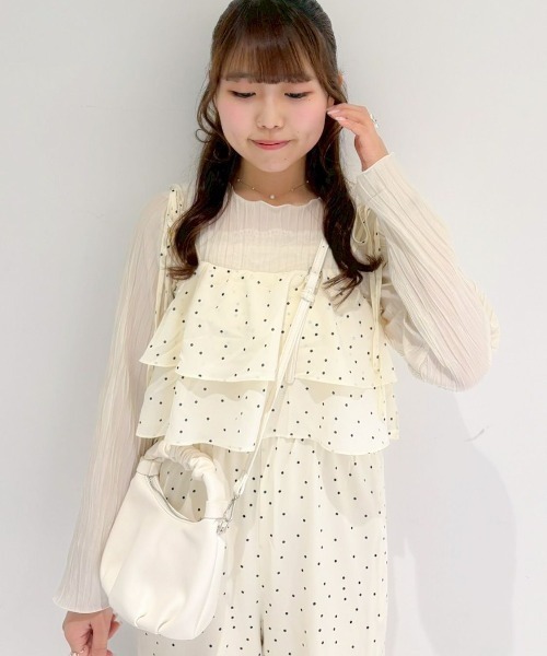 flower オールインワン フェミニンドットロンパース レディース