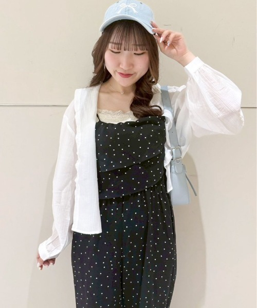 flower オールインワン フェミニンドットロンパース レディース