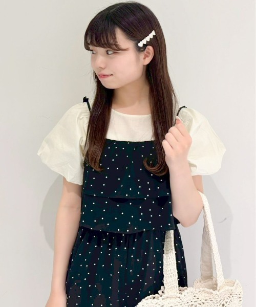 flower オールインワン フェミニンドットロンパース レディース