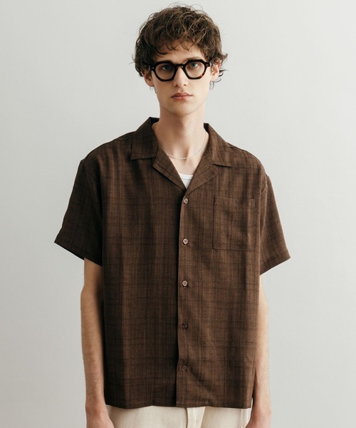 LURAKU シャツ 「LURAKU」Sheer Open Collar Shirt / シアーオープン