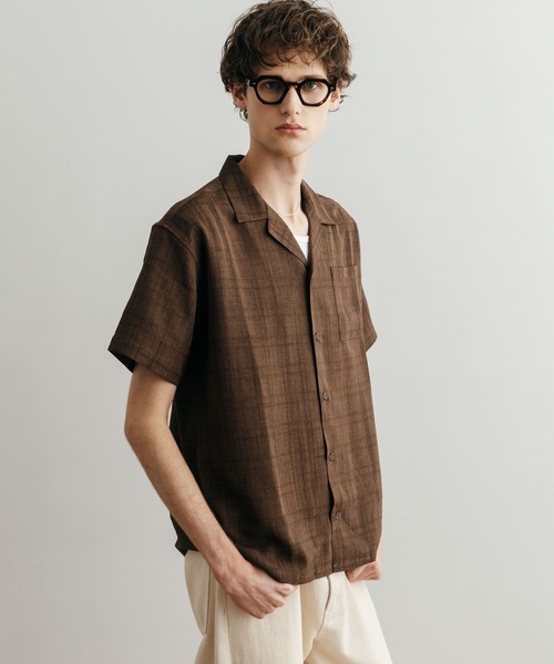 LURAKU シャツ 半袖 「LURAKU」Sheer Open Collar Shirt / シアー