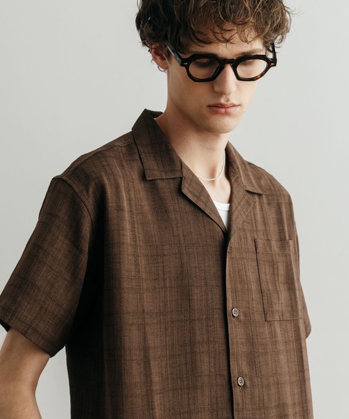 LURAKU シャツ 「LURAKU」Sheer Open Collar Shirt / シアーオープン