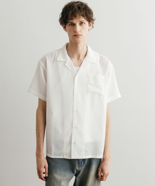 LURAKU シャツ 「LURAKU」Sheer Open Collar Shirt / シアーオープン