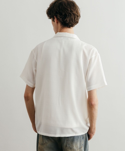 LURAKU シャツ 半袖 「LURAKU」Sheer Open Collar Shirt / シアー