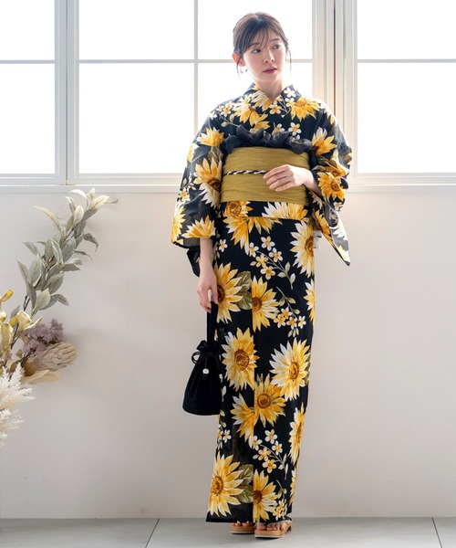 浴衣 「1人で着られる浴衣4点セット」浴衣・兵児帯・腰紐2本「夏花浴衣」 レディース_20