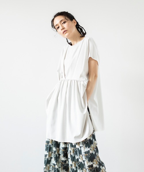 「OSMOSIS」 半袖カットソー ONE SIZE ネイビー レディース_画像5