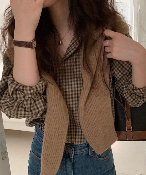 「cammie」 長袖シャツ MEDIUM ブラウン レディース_画像6
