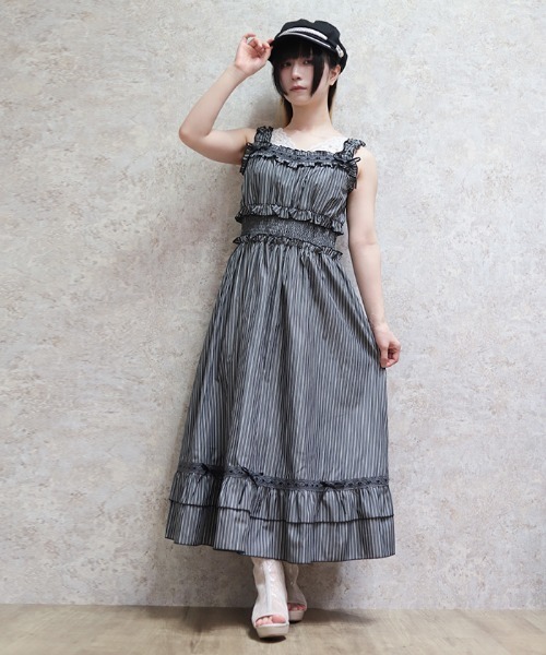 axes femme（アクシーズ ファム） ワンピース メローフリルストライプ