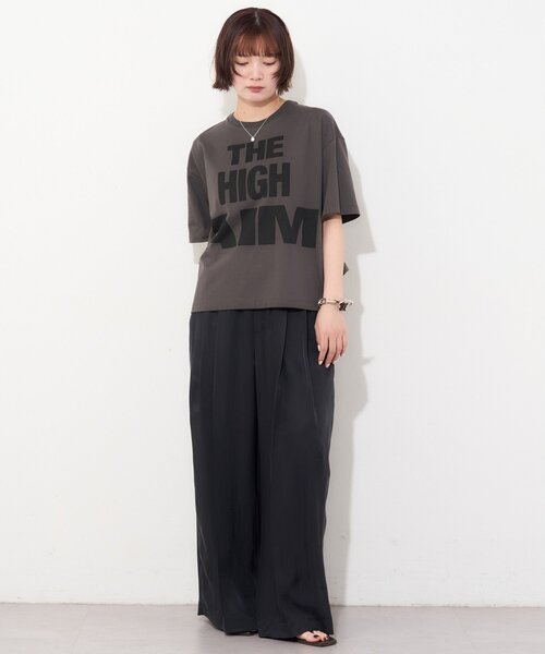 ワイドパンツ パンツ 「Drawing Numbers」キュプラハイウエストワイドパンツ レディースの画像