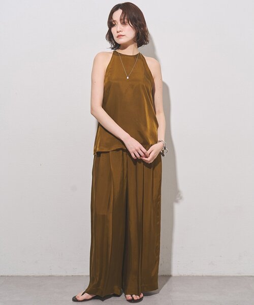 ワイドパンツ パンツ 「Drawing Numbers」キュプラハイウエストワイドパンツ レディースの画像