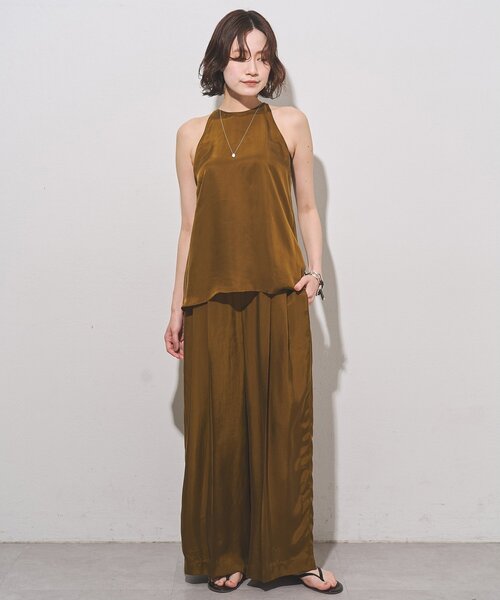 ワイドパンツ パンツ 「Drawing Numbers」キュプラハイウエストワイドパンツ レディースの画像