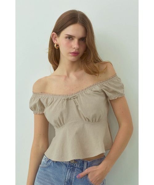 ALEXIA STAM（アリシアスタン） tシャツ Linen Cropped Top /リネン