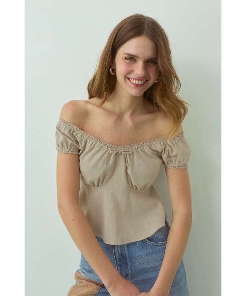 ALEXIA STAM（アリシアスタン） tシャツ Linen Cropped Top /リネン