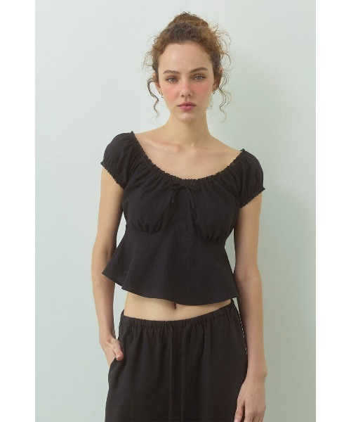 ALEXIA STAM（アリシアスタン） tシャツ Linen Cropped Top /リネン
