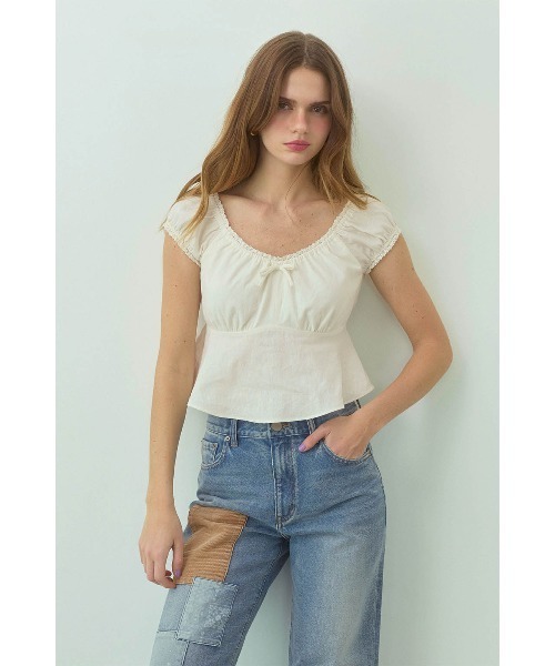 ALEXIA STAM（アリシアスタン） tシャツ Linen Cropped Top /リネン
