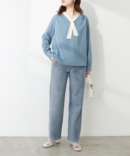 「natural couture」 長袖ブラウス FREE ブルー レディース_画像3