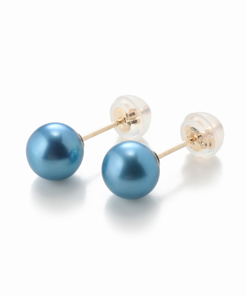 Lilas ピアス インディゴパール1粒ピンピアス K10(両耳) レディース