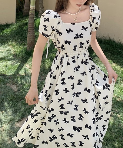 ワンピース 総リボン柄 ハーフスリーブワンピース Zozotown Yahoo 店 通販 Yahoo ショッピング