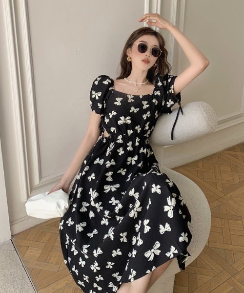 ワンピース 総リボン柄 ハーフスリーブワンピース Zozotown Yahoo 店 通販 Yahoo ショッピング