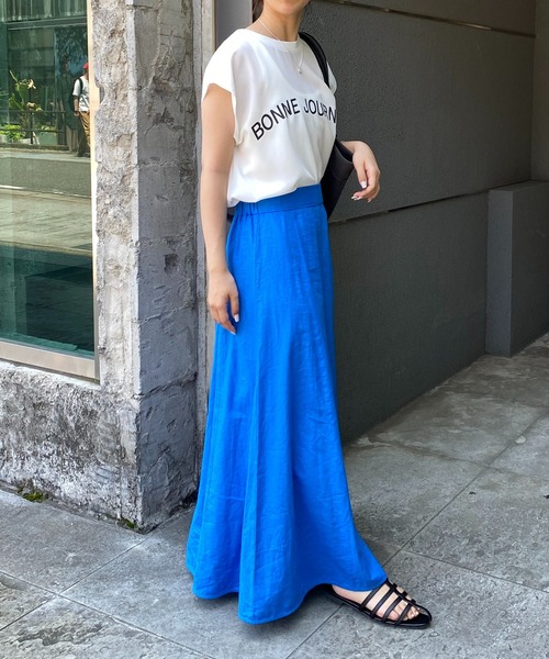 スカート ブライト加工フレアスカート COLLAGE