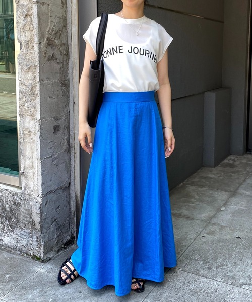 スカート ブライト加工フレアスカート COLLAGE