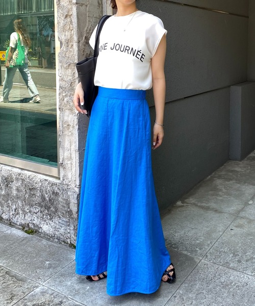 スカート ブライト加工フレアスカート COLLAGE