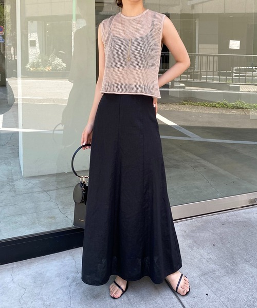 スカート ブライト加工フレアスカート COLLAGE