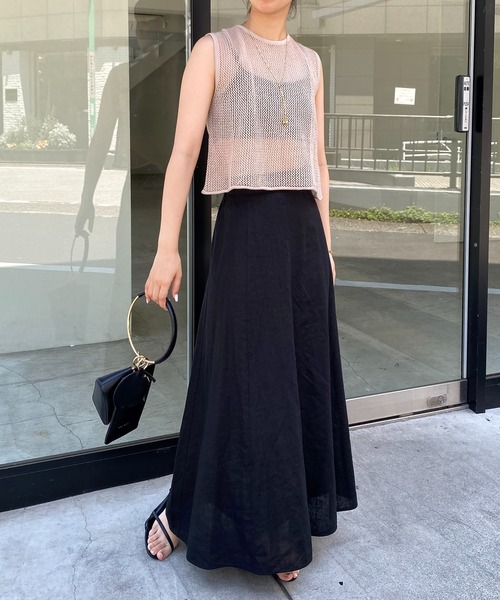 スカート ブライト加工フレアスカート COLLAGE